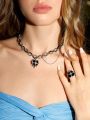 SHEIN ICON 1pc Metallic Heart Shape Necklace