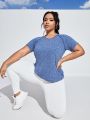 Yoga Futuristic Plus Size Dropped Shoulder Short Sleeve Sports T-Shirt