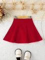 SHEIN Kids EVRYDAY Young Girl Solid Elastic Waist Skirt