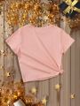 Girls Casual Graphic Short-sleeved T-shirt Suitable For Summer