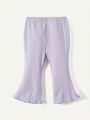Cozy Cub Baby Girl Flared Pure Color Knitted Long Pants Two-Piece Set With Wavy Edge