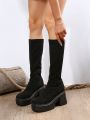 Women's Over The Knee Chunky Heel Boots With Ankle Length Design