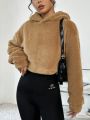 Women's Plush Hooded Short Sweatshirt