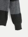 SHEIN Kids EVRYDAY Tween Boy Color Block Ribbed Knit Sweater