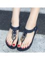 Women's Flat Sandals T-Strap for Women Sandals Casual Summer Beach Cruise Sandals Open Toe Slip On Sandal