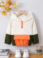 Boys' Color Block Hoodie With Flap Pocket
