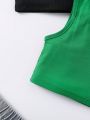 SHEIN Kids EVRYDAY Two-Pack Of Girls' Solid Color Ribbed Vest Tops