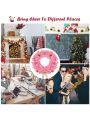 Costway 24'' Artificial PVC Christmas Wreath 140 Tips w/ Ornament Balls & Golden Bow Pink