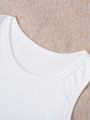Young Girl 2pcs Solid Color Round Neck Sports Tank Tops