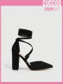 Cuccoo Everyday Collection Woman Shoes Valentine Days Day Fashion Point Toe Black Ankle Strap Elegant High Heel