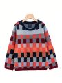SHEIN LUNE Plus Plaid Pattern Sweater