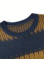 Men Striped Pattern Colorblock Sweater