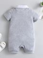 Baby Boy Dinosaur Embroidery 2 In 1 Polo Neck Romper