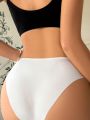Women's Solid Color Lace Patchwork Triangle Panties