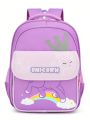 Girls' School Backpack, For Grade 1-4, Cartoon Unicorn Design, Purple, With Anti-lost Buckle