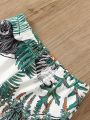 2pcs Baby Boy Tropical Plant Print Casual Shorts Set