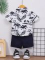 Toddler Boys' Tropical Printed Short Sleeve Shirt And Shorts Summer Outfit