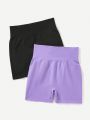 Yoga Basic Solid Color Seamless High Elasticity Athletic Shorts