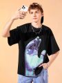 SHEIN Male Teenagers Casual Loose Printed Pattern Short-sleeved T-shirt