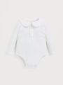 SHEIN Newborn Baby Boys' Peter Pan Collar Long Sleeve Bodysuit And Sleeveless Top And Pants 3pcs/set