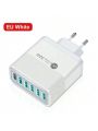 1pc 30w White Korean Spec Plug Usb Charger With 6 Usb Port And Quick Charge 3.0 Compatible With Iphone, Xiaomi, Samsung And Multiple Ports Phones Adapter, Wall Charger