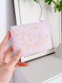 Maryam Alam Pink Short Wallet With Stars, Sun And Moon Patterns, Coin Purse