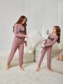 Tween Girls' Simple Style Long Sleeve Pants Two Piece Homewear Set