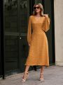 SHEIN Privé Solid Color Long Sleeve Dress