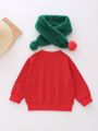 Baby Girl Christmas Print Pullover & Scarf