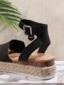 Women's Fashionable Buckle Design Wedge Heel Thick Sole Sandals