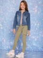 Girls' (big) Simple Solid Color Workwear Style Jeans
