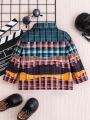 Fashionable Plaid Pattern Jacket For Baby Boys