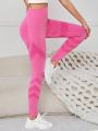 SHEIN Female Teenagers' Seamless Knitted Solid Color Jacquard Casual Sports Trousers