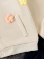 SHEIN Kids CHARMNG Girls' 3d Floral Print Jacket
