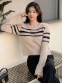 DAZY Ladies' Striped Flare Sleeve Sweater