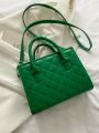 Quilted Double Handle Square Bag