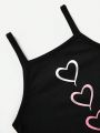 Young Girl Casual Heart Printed Summer Camisole Top