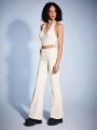 Forever 21 Women'S Sleeveless Halter Top And Flared Pants Two Piece Set