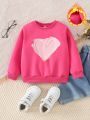 Little Girls' Heart Printed Fleece Sweatshirt
