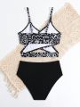Tween Girls' Emoticon Print Cami Top & Solid Bottom Swimwear Set