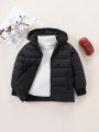 Young Boy Zip Up Hooded Puffer Coat Without Sweater