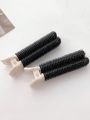 2pcs Women's Black Hair Bangs Curler & Hair Clips Set, Suitable For Daily Use