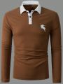 Men's Horse Print Polo Long Sleeve Shirt