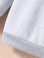 Female Teenagers Casual Hooded Patchwork Off-shoulder Sweatshirt