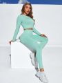 SHEIN Yoga Basic Women's Solid Color Slim Fit Sports Suit