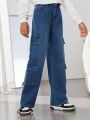 Tween Girl Flap Pocket Side Cargo Jeans