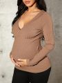 SHEIN Maternity Striped Long Sleeve T-Shirt