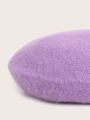 1pc Light Purple Knitted Beret Hat For Children