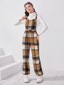 SHEIN Teen Girl Plaid Overall Jumpsuit Without Tee
