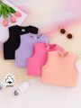 4pcs/Set Baby Girls' Basic Halterneck Colorful Fun Top For Dressing Up Or Down